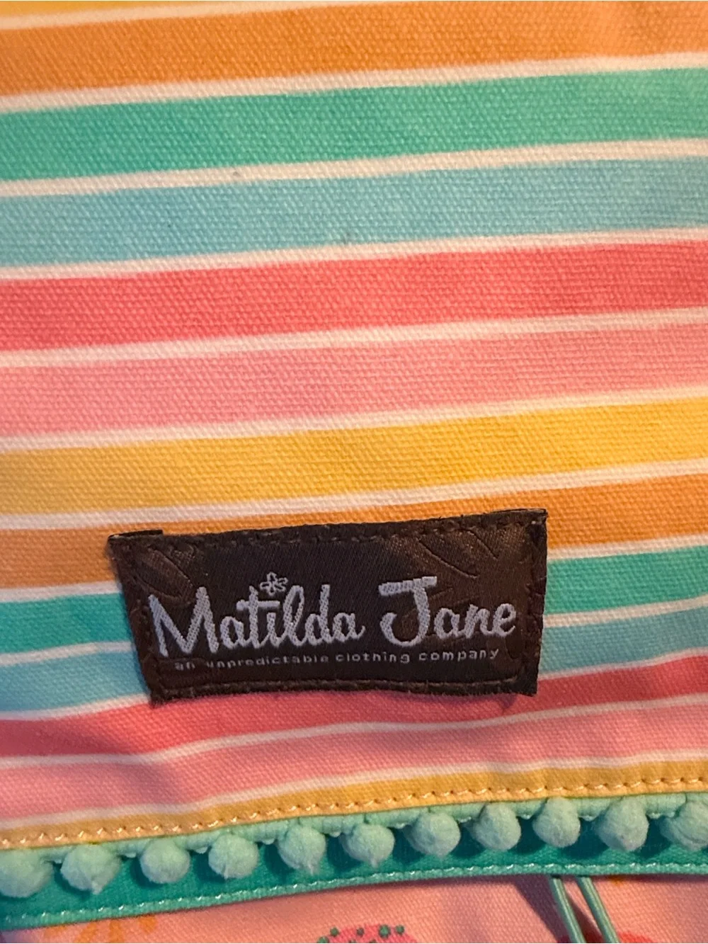 Matilda Jane Rainbow Color Splash swim bag Backpack in Coral Pink & Turquoise